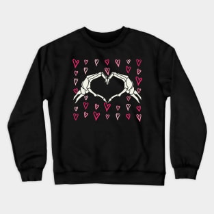 Skeleton Hand Heart Valentines Day Funny Bones Love Crewneck Sweatshirt